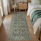 GENIMO Washable Non-Slip Runner Rug 2x6, Vintage Boho Hallway Carpet for Entryway Kitchen Bedroom, Indoor Floor Mat, Emerald Green