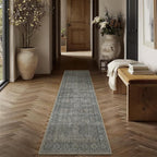 Grey Brown Runner Rug 2x8 Vintage Carpet Hallway Long Indoor Kitchen Washable Living Room Low Pile Traditional Distressed Retro Accent Throw Rug Non Slip Laundry Bathroom Office Dining Room