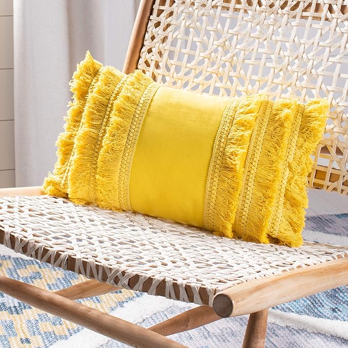 Safavieh Grema 12 x 20-inch Yellow Bohemian Decorative Throw Pillow