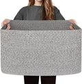 75L Large Storage Basket, 22”x17”x12” Blanket Storage for Living Room, Rectangle Woven Kids Toy Bin Box, Baby Laundry Basket, Cotton Rope Bin for Shoes Towels Stuffed Animals, Gray
