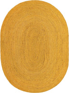 Unique Loom Braided Jute Collection Area Rug - Dhaka (7' 10" x 10' Oval, Yellow)