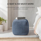 Anji Mountain Pouf Ottoman Foot Rest, Handmade Ottoman Pouf, Comfortable Foot Stool, Decorative Floor Seating for Living Room Decor, Bedroom & Home Décor Accent - Sailor Blue