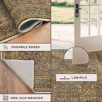 3x10 Long Runner Rugs for Hallway Non Slip, Geometric Floral Design Washable 10ft Oriental Rug for Entryway, Kitchen, Vintage Indoor Décor, Brown Low Pile Stain Resistant Carpet