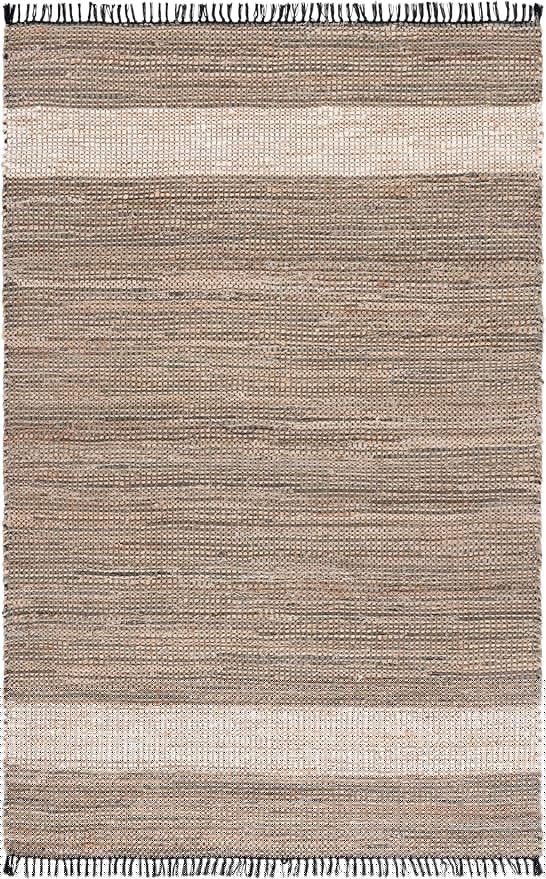 SAFAVIEH Cape Cod Collection Accent Rug - 4' x 6', Green & Beige, Handmade Denim & Jute, Ideal for The Living Room, Dining, Bedroom (CAP153Y)