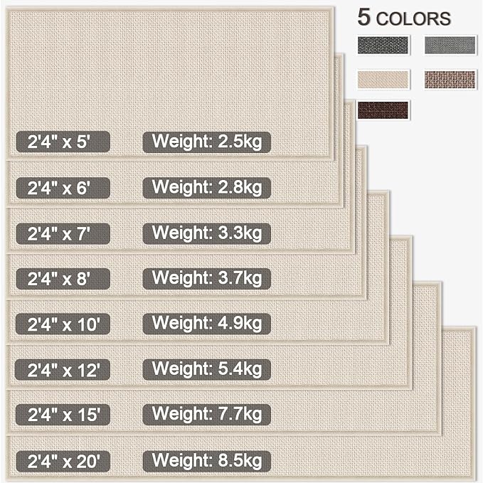 GOYLSER 19ft Jute Running Rugs for Hallway, Kitchen Rug Runner Non Slip Washable Hall Runner Rug, Beige Runner for Kitchen Floor Non Slip