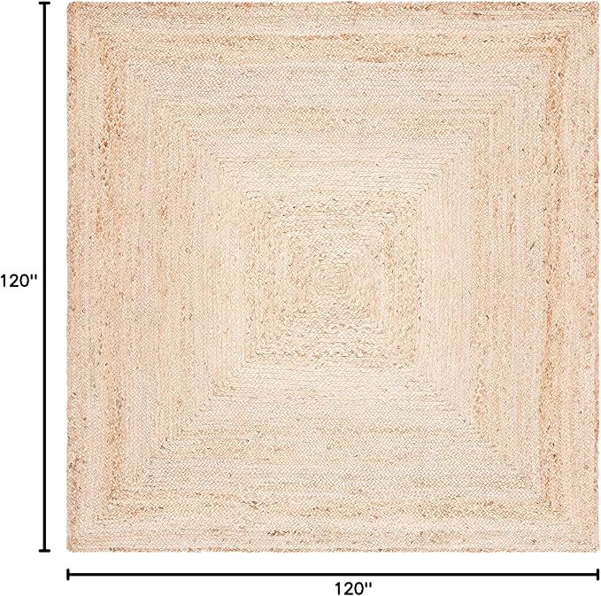 SAFAVIEH Area Rug 10' Square - Cape Cod Collection- Large - Natural Brown, Handmade Braided Flat Weave Jute (CAP252A)