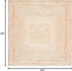 SAFAVIEH Area Rug 10' Square - Cape Cod Collection- Large - Natural Brown, Handmade Braided Flat Weave Jute (CAP252A)