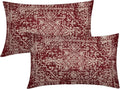 Burgundy Red Boho Lumbar Pillow Covers 12x20 Inch Beige Tan Gray Maroon Pillow Cases for Couch Farmhouse Bohemian Carpet Pattern Ethnic Rectangle Pillow Cases for Bed Patio Covers Outdoor Indoor Set 2
