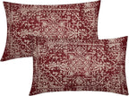 Burgundy Red Boho Lumbar Pillow Covers 12x20 Inch Beige Tan Gray Maroon Pillow Cases for Couch Farmhouse Bohemian Carpet Pattern Ethnic Rectangle Pillow Cases for Bed Patio Covers Outdoor Indoor Set 2