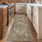 GENIMO 2x6 Runner Rugs for Hallway, Machine Washable Non Slip Vintage Rugs, Low Pile Lightweight Soft Print Rug for enrtyway, Corridor, Home Office, Kitchen, Rustic Brown