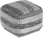 Anji Mountain Pouf Ottoman Foot Rest, Handmade Ottoman Pouf, Comfortable Foot Stool, Decorative Floor Seating for Living Room Decor, Bedroom & Home Décor Accent - Basalt Loom