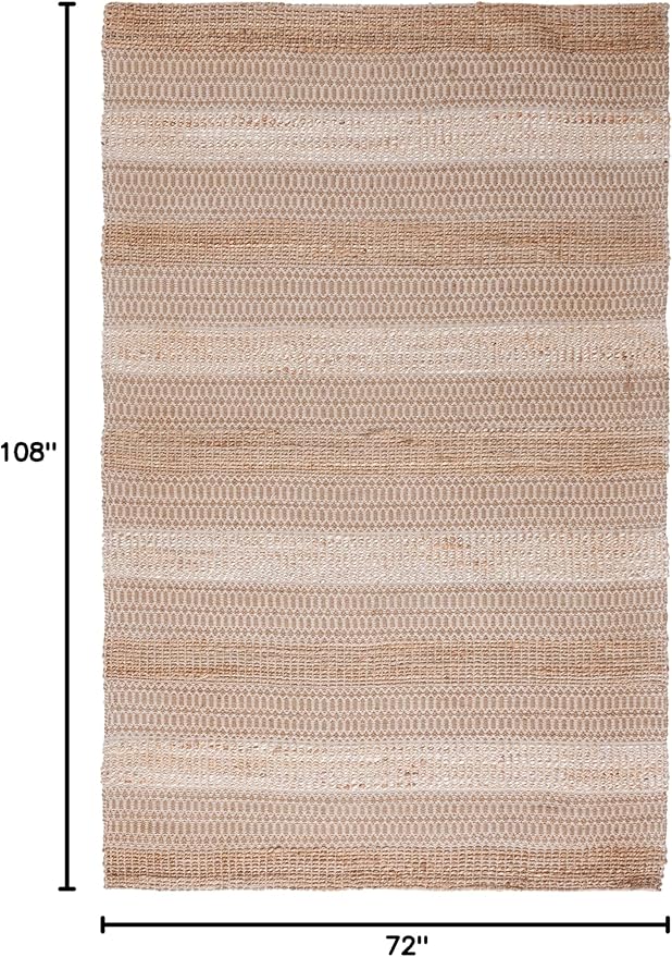 SAFAVIEH Natural Fiber Collection Area Rug - 6' x 9', Ivory & Natural, Handmade Flat Weave Stripe Jute & Cotton, Ideal for High Traffic Areas in Living Room, Bedroom (NFB652A)