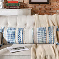AmHoo Chenille Striped Textured Boho Throw Pillow Covers Aesthetic with Tassels Woven Decorative Pillow Case for Couch Bed Sofa Bedroom Modern Funky 14 x 36-Inch Sky Blue