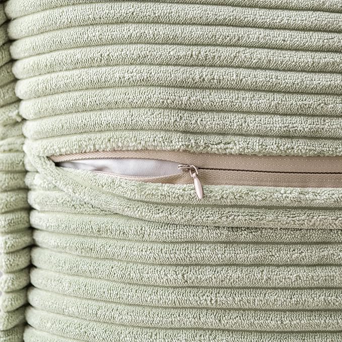MIULEE Spring Decorative Throw Pillow Covers for Couch Bed Livingroom 16x16 Inch Set of 2 Light Green Boho Accent Throw Pllows Broadside Striped Patchwork Soft Corduroy Summer Pillowcases