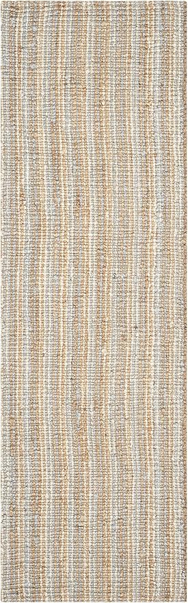SAFAVIEH Natural Fiber Collection Runner Rug - 2'6" x 16', Grey & Natural Brown, Handmade Jute, Farmhouse Style, Chunky Textured Thick Pile (NF447K)
