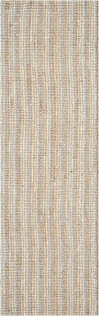 SAFAVIEH Natural Fiber Collection Runner Rug - 2'6" x 12', Grey & Natural Brown, Handmade Jute, Farmhouse Style, Chunky Textured Thick Pile (NF447K)