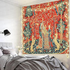 FEASRT Bohemian Tapestry - Medieval Maiden and Unicorn, 60x60 Inches Soft Flannelette, for Bedroom Living Room