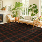 Easy Jute 8x10 Buffalo Plaid Living Room Rug - Retro Black and Red Rug for Dining Room Under Table, Non Slip Washable Carpet for Bedroom Under Bed and Fireplace, Washable Woven Fall & Holiday Decor