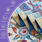 Boho Blanket Soft Muslin Boho Throw Blanket 100% Cotton Blanket All Seasons Reversible Rustic Floral Printed Vintage Rustic Farmhouse Decor Throw for Sofa Couch Chair (White, 60"x80")