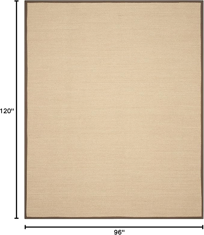 SAFAVIEH Area Rug 8x10 - Natural Fiber Collection - Large - Maize & Brown, Sisal, Woven Design with Border (NF141C)