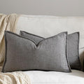 12x20 Linen Pillow Covers Grey Pack of 2 Farmhouse Boho Neutral Accents Striped Textured Rectangular Lumbar Decorative Throw Pillow Cases for Living Room Couch Bed Home Decor