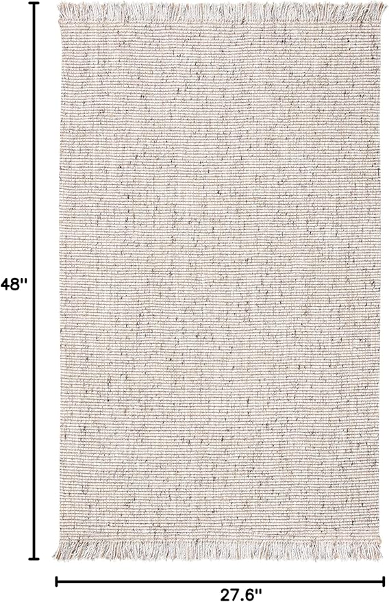 SAFAVIEH Natural Fiber Collection Accent Rug - 2'3" x 4', Silver & Natural, Handmade Woven Fringe Jute, Ideal for High Traffic Areas in Entryway, Living Room, Bedroom (NF826G)