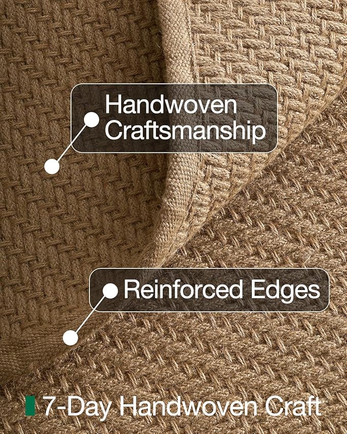 LUMI 5x8 Jute Area Rug for Living Room, Natural Handwoven Rugs Non Slip, Farmhouse Braided Carpets No Shedding for High Traffic, Dining Room, Indoor, Outdoor, Patio