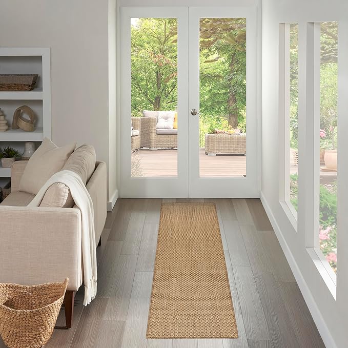 Nourison Home Courtyard Jute 2'2" x 8' Area Rug - Easy Clean, Non Shedding, Bed Room, Living Room, Dining Room, Kitchen (8' Runner)