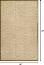 SAFAVIEH Area Rug 4x6 - Natural Fiber Collection - Natural & Olive Green, Border Basketweave Seagrass Design (NF114G)