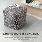 Anji Mountain Pouf Ottoman Foot Rest, Handmade Ottoman Pouf, Comfortable Foot Stool, Decorative Floor Seating for Living Room Decor, Bedroom & Home Décor Accent - Hanalei
