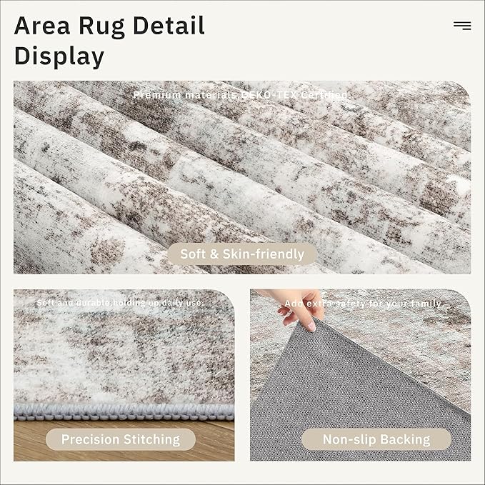 2x3 Abstract Washable Rugs for Kitchen, Floor, Entryway, Powder Room Small Area Rug Non-Slip Vintage Low Pile Throw Door Mat Pink Grey
