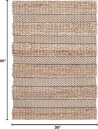 SAFAVIEH Natural Fiber Collection Accent Rug - 3' x 5', Grey & Natural, Handmade Boho Farmhouse Rustic Jute & Cotton Jute, Ideal for High Traffic Areas in Entryway, Living Room, Bedroom (NFB654F)