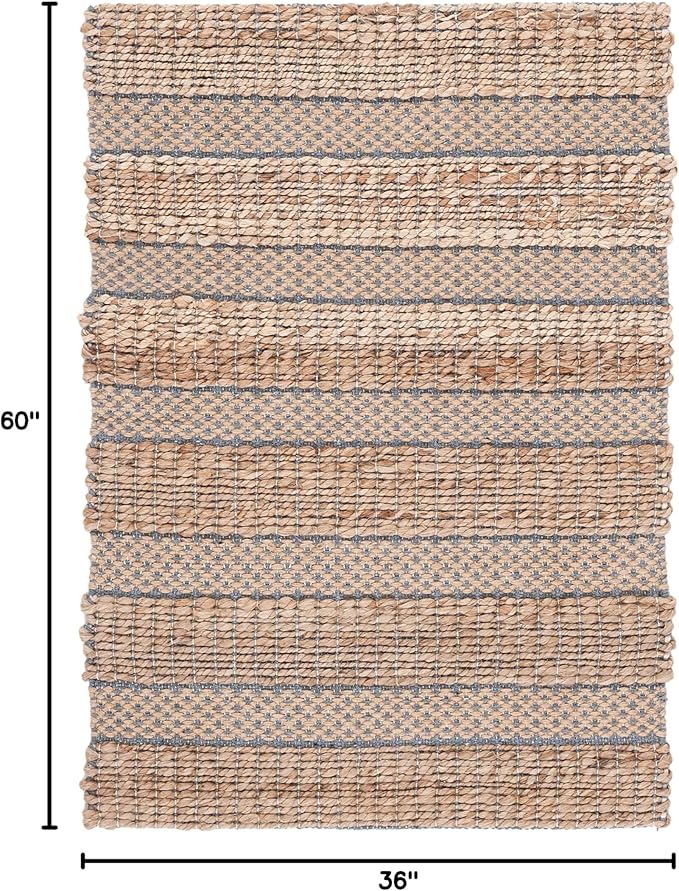 SAFAVIEH Natural Fiber Collection Accent Rug - 3' x 5', Grey & Natural, Handmade Boho Farmhouse Rustic Jute & Cotton Jute, Ideal for High Traffic Areas in Entryway, Living Room, Bedroom (NFB654F)