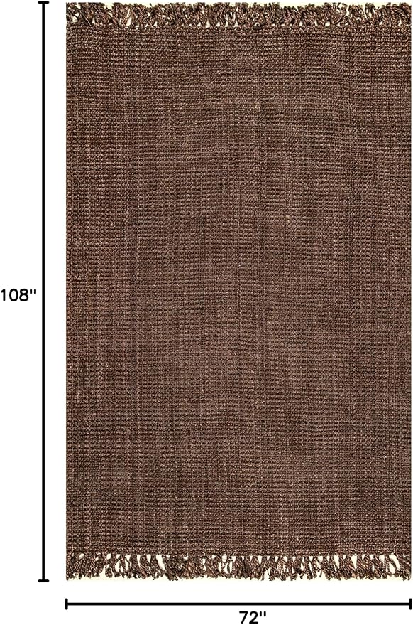 Nuloom Daniela Chocolate, 6' x 9', Handmade, Jute, Tassel, Soft and Textured, High Traffic, Stain Resistant, Easy Clean, Durable Area Rug for Bedroom, Living Room, Dining Space, Foyer, Entryway