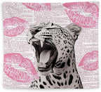 WNAGT Retro Trendy Leopard Tapestry Wall Hanging, Cheetah Leopard Room Decor, Vintage Funky Cheetah Print Lips Wall Blanket Decor for Girls Bedroom Dorm Apartment Home, 50x60 Inch(Pink)