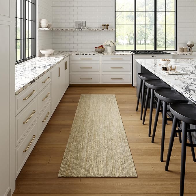 nuLOOM 2x14 Rigo Jute Hand Woven Area Rug, Off White, Solid Farmhouse Design, Natural Fiber, For Bedroom, Living Room, Dining Room, Hallway, Office, Kitchen, Entryway