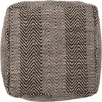 GDFStudio Boho Handmade Fabric Cube Pouf Ottoman Foot Stool - Bean Bag Floor Chair - Foot Rest Couch for Living Room Bedroom, Brown Beige and Yellow,15"" x 15"" x 15"", 312185N