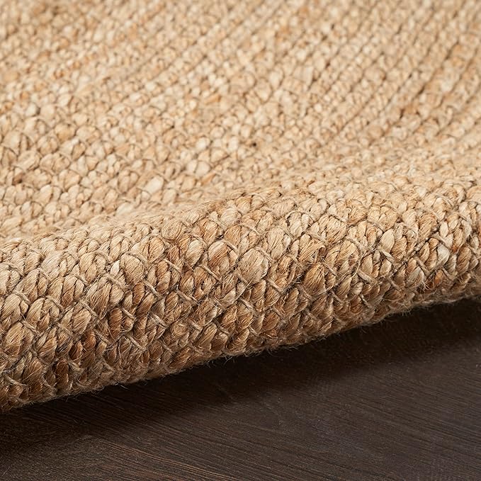 Nourison Home Natural Jute Natural 4' x 6' Area Rug - Easy Clean, Non Shedding, Bed Room, Living Room, Dining Room, Kitchen (4' x 6')