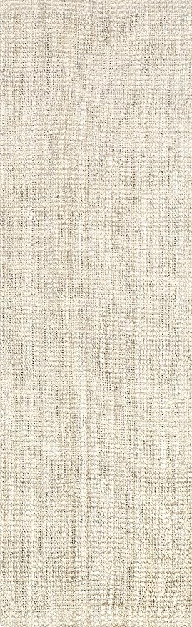 nuLOOM Ashli Solid Farmhouse Jute Runner Rug, 2' 6" x 6', Off-white