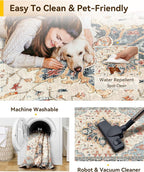 Area Rugs 2'x10' Runner Rug Non Slip Washable for Kitchen Hallway Bedroom Beside Laundry Room Bathroom Rug, Floor Carpet, Beige Navy Blue Orange Colorful