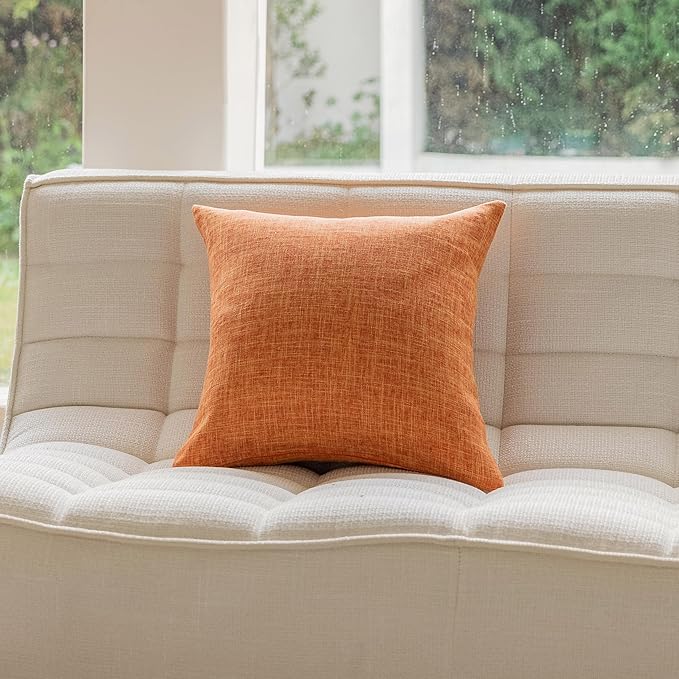 Home Brilliant Burnt Orange Throw Pillow Cover Decorative Fall Throw Pillow for Bed Couch, Sofa, Living Room, Thanksgiving, 1 pc, 18x18 inch, Orange