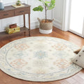SAFAVIEH Micro-Loop Collection Area Rug - 6' Round, Ivory & Blue, Handmade Boho Rustic Wool, Ideal for High Traffic Areas in Living Room, Bedroom (MLP476M)