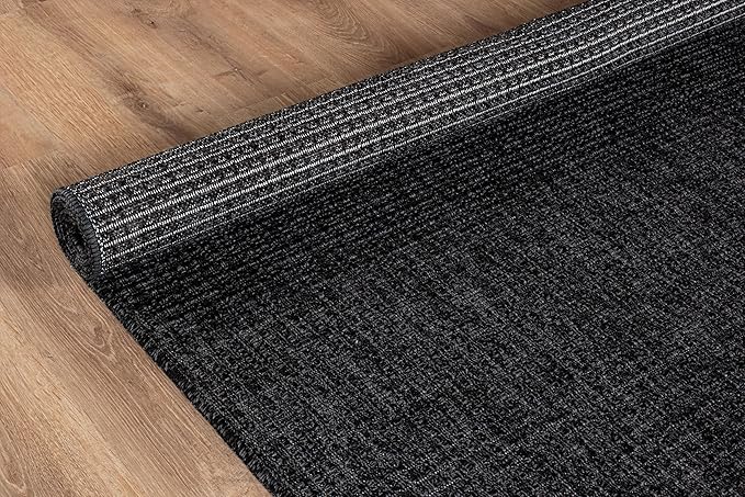 Beverly Rug Easy Jute Runner Rug 2x7 Solid Washable Durable Outdoor Indoor Area Rugs for Living Dining Room Patio Office Stain Resistant Non Shedding Casual Indoor Outside Carpet 2 x 7 Dark Gray