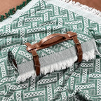 VitalCozy Waterproof Picnic Blankets 71×71 inch Outdoor Blanket Foldable 2 in 1 Double Layer Sandproof Beach Mat with Carry Strap for Camping Lawn Park Beach Grass(Green)