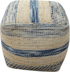 Christopher Knight Home Lola Boho Hemp and Wool Pouf, Natural and Blue
