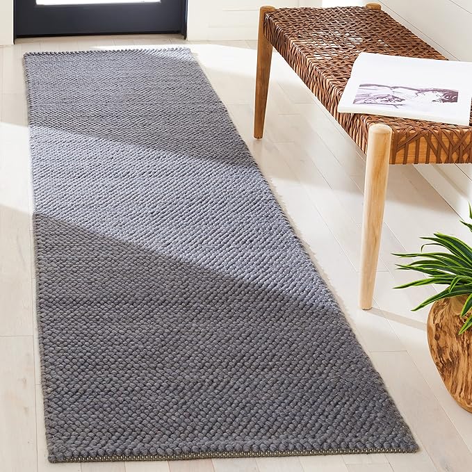 SAFAVIEH Natura Collection Runner Rug - 2'3" x 8', Dark Grey, Handmade Wool, Ideal for Bedroom, Foyer, Hallway, Entryway (NAT425H)