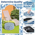 Outdoor Inflatable Ottoman Waterproof Pouf Ottoman with Handle D21 x H9, Water Repellent Portable Footstool for Patio Garden Camping or Home (Retro)