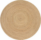 Jute Braided Area Rug, Natural - 4 Feet Round, Boho Neutral Rattan Circle Hand Woven Rugs for Living Room, Bedroom, Nursery, Kitchen, Indoor Use | Farmhouse Rustic Patio Floor Mat for Home Décor