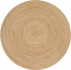 Hausattire Hand Woven Jute Braided Rug, 3’ Round – Natural, Reversible Boho Entry Area Rugs for Kitchen, Living Room I Farmhouse Decorative Floor Rug, 3 Feet Round