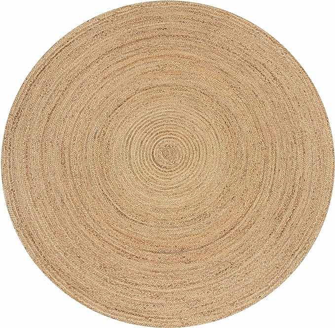 Hausattire Hand Woven Jute Braided Rug, 3’ Round – Natural, Reversible Boho Entry Area Rugs for Kitchen, Living Room I Farmhouse Decorative Floor Rug, 3 Feet Round